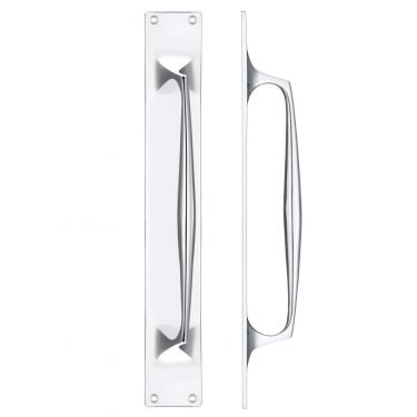 Click Here To Enlarge This Photo Of FB112BCP - Zoo Hardware Fulton & Bray Cast Brass Pull Handle with Backplate - 425 x 60mm Polished Chrome