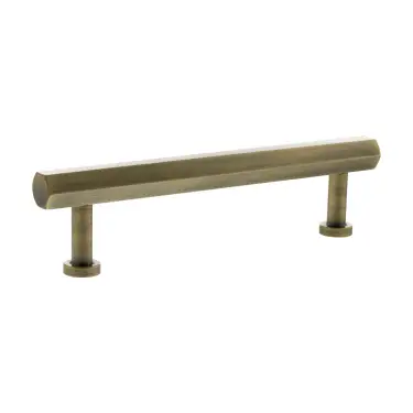 Click Here To Enlarge This Photo Of MHCH17128AB - Millhouse Brass Pennington Hexagonal T-Bar Cabinet Pull Handle 128mm - Antique Brass
