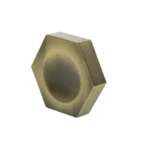 MHCH1338AB - Millhouse Brass Pennington Hexagonal Finger Pull Cabinet Knob Handle - Antique Brass