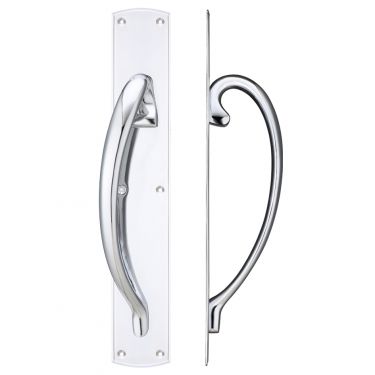 Click Here To Enlarge This Photo Of FB118LCP - Zoo Hardware Fulton & Bray Cast Brass Large Pull Handle with Backplate (Left Handed) 457 x 76mm Polished Chrome