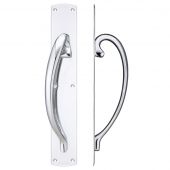 FB118LCP - Zoo Hardware Fulton & Bray Cast Brass Large Pull Handle with Backplate (Left Handed) 457 x 76mm Polished Chrome