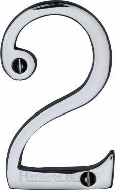 Click Here To Enlarge This Photo Of C1560 2-PC Heritage Brass Numeral 2 Face Fix 76mm (3") Polished Chrome Finish