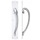 FB118RCP - Zoo Hardware Fulton & Bray Cast Brass Large Pull Handle with Backplate (Right Handed) 457 x 76mm Polished Chrome
