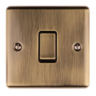 Click Here To Enlarge This Photo Of EN1SWABB - Eurolite 1 Gang 10Amp 2Way Switch Antique Brass with Black Trim (Enhance Range)