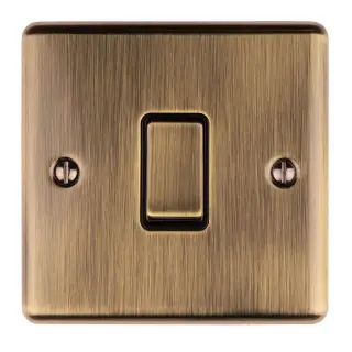 EN1SWABB - Eurolite 1 Gang 10Amp 2Way Switch Antique Brass with Black Trim (Enhance Range)