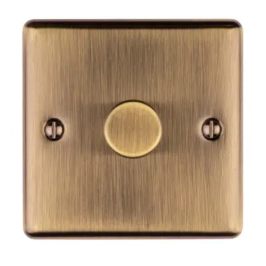 Click Here To Enlarge This Photo Of EN1DLEDABB - Eurolite 1 Gang 400W/LED 2Way Dimmer Switch Antique Brass (Enhance Range)