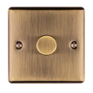 EN1DLEDABB - Eurolite 1 Gang 400W/LED 2Way Dimmer Switch Antique Brass (Enhance Range)