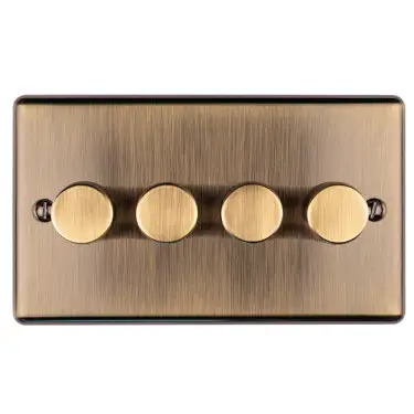 Click Here To Enlarge This Photo Of EN4DLEDABB - Eurolite 4 Gang 400W/LED 2Way Dimmer Switch Antique Brass (Enhance Range)