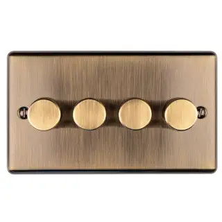 EN4DLEDABB - Eurolite 4 Gang 400W/LED 2Way Dimmer Switch Antique Brass (Enhance Range)