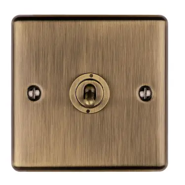 Click Here To Enlarge This Photo Of ENT1SWABB - Eurolite 1 Gang Toggle Switch Antique Brass (Enhance Range)