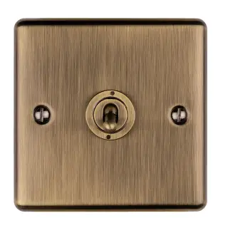 ENT1SWABB - Eurolite 1 Gang Toggle Switch Antique Brass (Enhance Range)