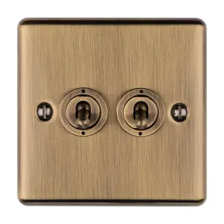 ENT2SWABB - Eurolite 2 Gang Toggle Switch Antique Brass (Enhance Range)