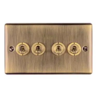 Click Here To Enlarge This Photo Of ENT4SWABB - Eurolite 4 Gang Toggle Switch Antique Brass (Enhance Range)