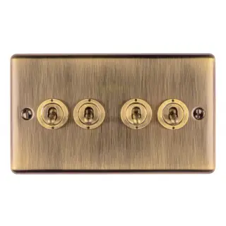 ENT4SWABB - Eurolite 4 Gang Toggle Switch Antique Brass (Enhance Range)