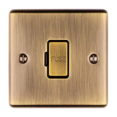 Click Here To Enlarge This Photo Of ENUSWFABB - Eurolite 13Amp Unswitched Fuse Spur Antique Brass with Black Trim (Enhance Range)