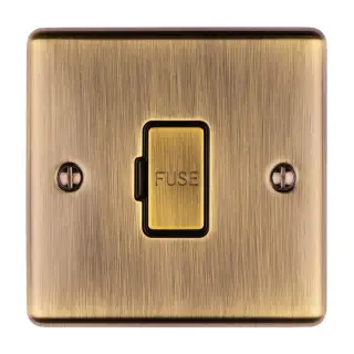 ENUSWFABB - Eurolite 13Amp Unswitched Fuse Spur Antique Brass with Black Trim (Enhance Range)