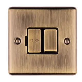 ENSWFABB - Eurolite 13Amp DP Switched Fuse Spur Antique Brass with Black Trim (Enhance Range)
