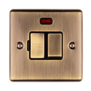 ENSWFNABB - Eurolite 13Amp DP Switched Fuse Spur with Neon Indicator Antique Brass with Black Trim (Enhance Range)