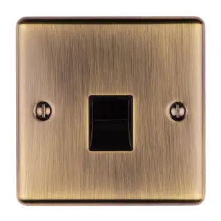EN1SLABB - Eurolite 1 Gang Slave Telephone Socket Antique Brass with Black Trim (Enhance Range)