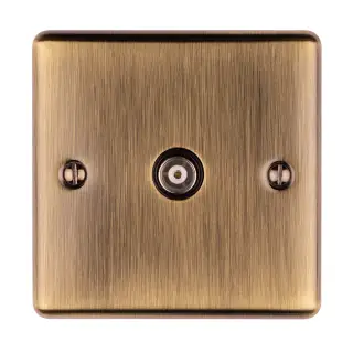 EN1TVABB - Eurolite 1 Gang TV Coaxial Socket Antique Brass with Black Trim (Enhance Range)