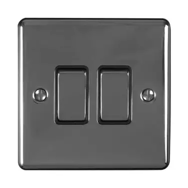 Click Here To Enlarge This Photo Of EN2SWBNB - Eurolite 2 Gang 10Amp 2Way Switch Black Nickel with Black Trim (Enhance Range)