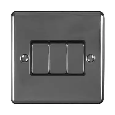 Click Here To Enlarge This Photo Of EN3SWBNB - Eurolite 3 Gang 10Amp 2Way Switch Black Nickel with Black Trim (Enhance Range)