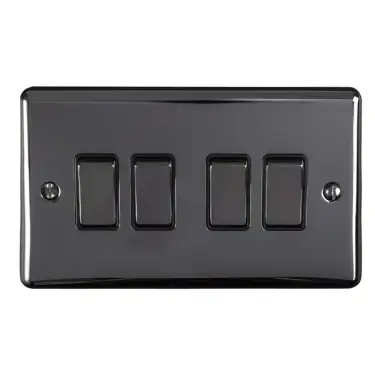 Click Here To Enlarge This Photo Of EN4SWBNB - Eurolite 4 Gang 10Amp 2Way Switch Black Nickel with Black Trim (Enhance Range)