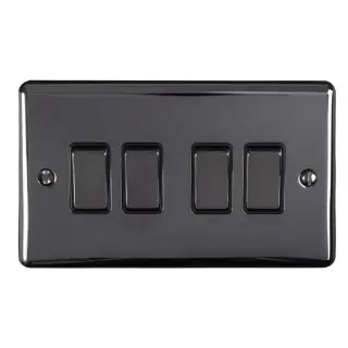 EN4SWBNB - Eurolite 4 Gang 10Amp 2Way Switch Black Nickel with Black Trim (Enhance Range)
