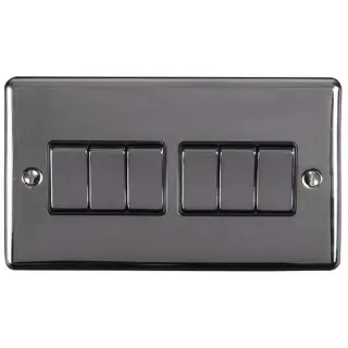 EN6SWBNB - Eurolite 6 Gang 10Amp 2Way Switch Black Nickel with Black Trim (Enhance Range)