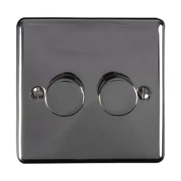 Click Here To Enlarge This Photo Of EN2DLEDBN - Eurolite 2 Gang 400W/LED 2Way Dimmer Switch Black Nickel (Enhance Range)
