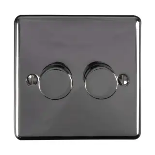 EN2DLEDBN - Eurolite 2 Gang 400W/LED 2Way Dimmer Switch Black Nickel (Enhance Range)
