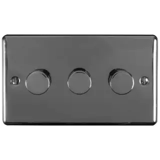 EN3DLEDBN - Eurolite 3 Gang 400W/LED 2Way Dimmer Switch Black Nickel (Enhance Range)