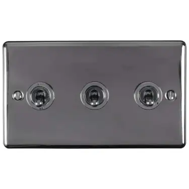 Click Here To Enlarge This Photo Of ENT3SWBN - Eurolite 3 Gang 10Amp 2Way Toggle Switch Black Nickel (Enhance Range)