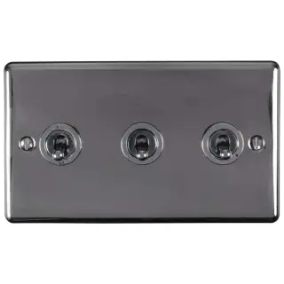 ENT3SWBN - Eurolite 3 Gang 10Amp 2Way Toggle Switch Black Nickel (Enhance Range)