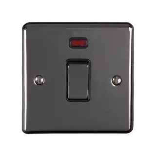 EN20ASWNBNB - Eurolite 1 Gang 20Amp DP Switch with Neon Indicator Black Nickel with Black Trim (Enhance Range)