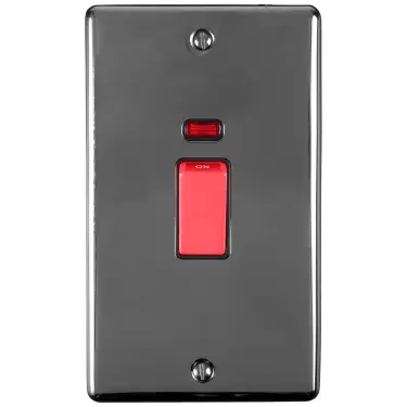 Click Here To Enlarge This Photo Of EN45ASWNBNB - Eurolite 45Amp DP Cooker Switch with Neon Indicator (Vertical) Black Nickel with Black Trim (Enhance Range)