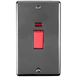 EN45ASWNBNB - Eurolite 45Amp DP Cooker Switch with Neon Indicator (Vertical) Black Nickel with Black Trim (Enhance Range)