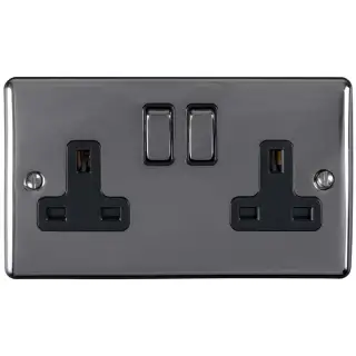 EN2SOBNB - Eurolite 2 Gang 13Amp DP Switched Socket Black Nickel with Black Trim (Enhance Range)