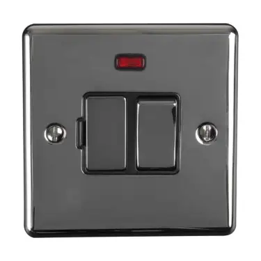 Click Here To Enlarge This Photo Of ENSWFNBNB - Eurolite 13Amp DP Switched Fuse Spur with Neon Indicator Black Nickel with Black Trim (Enhance Range)