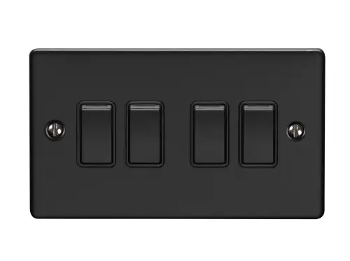 Click Here To Enlarge This Photo Of EN4SWMBB - Eurolite 4 Gang 10Amp 2Way Switch Matt Black with Black Trim (Enhance Range)