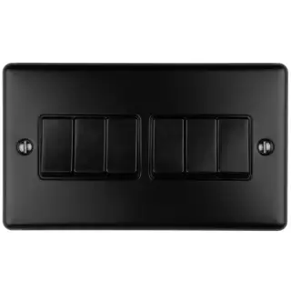 EN6SWMBB - Eurolite 6 Gang 10Amp 2Way Switch Matt Black with Black Trim (Enhance Range)