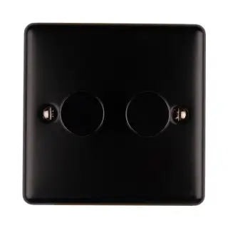 EN2DLEDMBB - Eurolite 2 Gang 400W/LED 2Way Dimmer Switch Matt Black (Enhance Range)