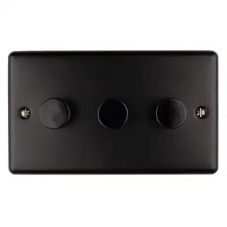 EN3DLEDMBB - Eurolite 3 Gang 400W/LED 2Way Dimmer Switch Matt Black (Enhance Range)