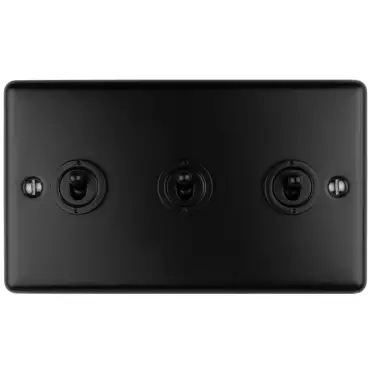 Click Here To Enlarge This Photo Of ENT3SWMBB - Eurolite 3 Gang Toggle Switch Matt Black (Enhance Range)