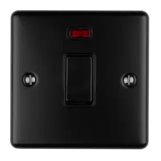EN20ASWNMBB - Eurolite 1 Gang 20Amp DP Switch with Neon Indicator Matt Black with Black Trim (Enhance Range)