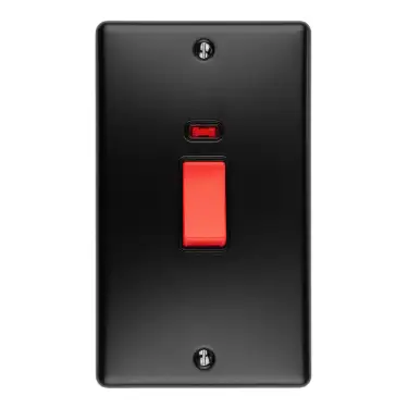 Click Here To Enlarge This Photo Of EN45ASWNMBB - Eurolite 2 Gang 45Amp DP Switch with Neon Indicator Matt Black with Black Trim (Enhance Range)