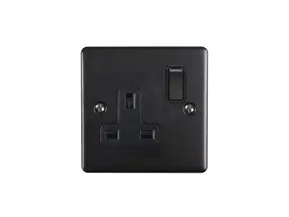 EN1SOMBB - Eurolite 1 Gang 13Amp DP Switched Socket Matt Black with Black Trim (Enhance Range)