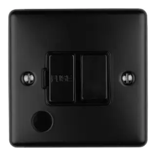 ENSWFFOMBB - Eurolite 13Amp DP Switched Fuse Spur with Flex Outlet Matt Black with Black Trim (Enhance Range)