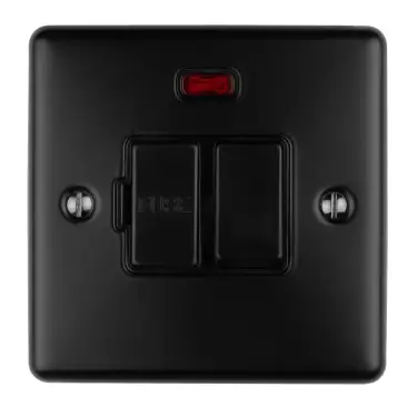 Click Here To Enlarge This Photo Of ENSWFNMBB - Eurolite 13Amp DP Switched Fuse Spur with Neon Indicator Matt Black with Black Trim (Enhance Range)