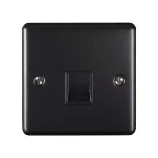 EN1SLMBB - Eurolite 1 Gang Slave Telephone Socket Matt Black with Black Trim (Enhance Range)